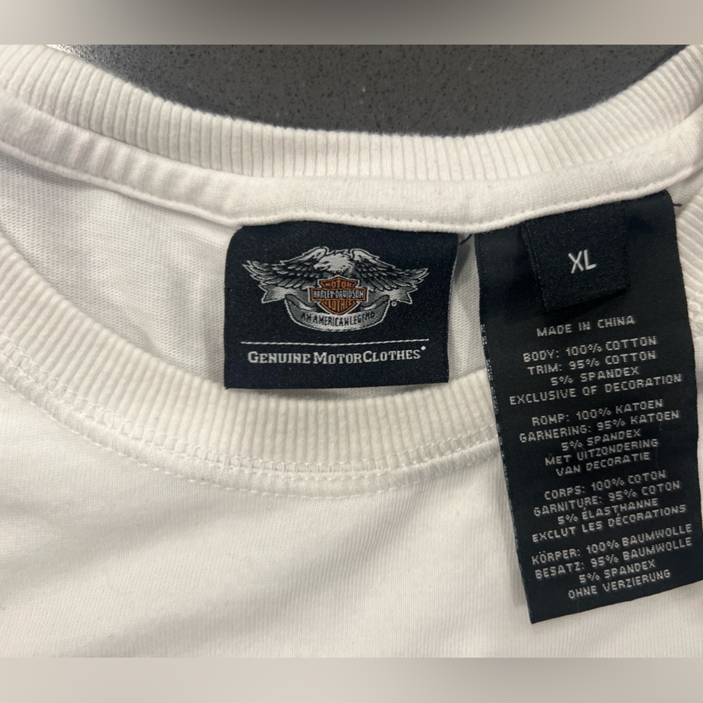 Harley-Davidson White and Orange Long Sleeve Tee - Picture 3 of 4